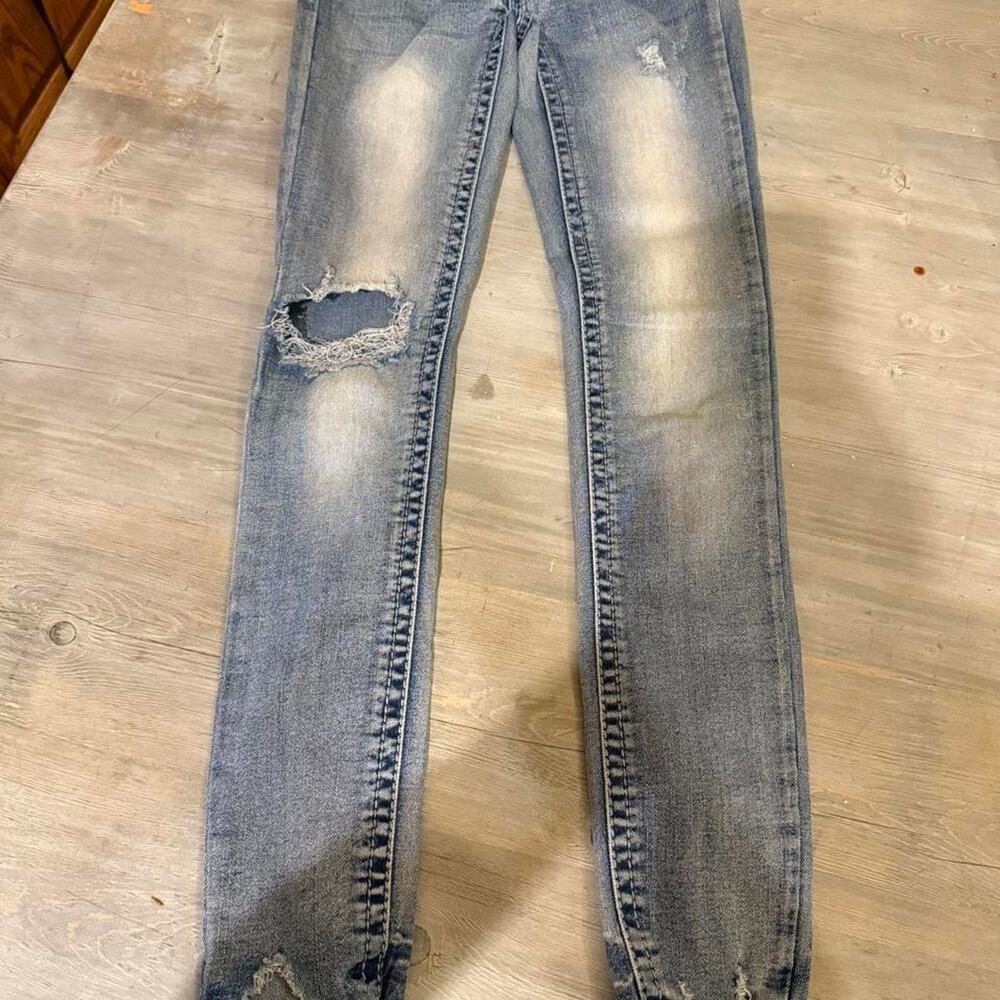 True luck blue cotton polyester jeans